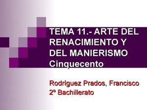 Tema 11.- El Cinquecento italiano