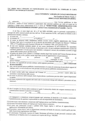 Modulo domanda per il concorso all'Università Agraria di Canale