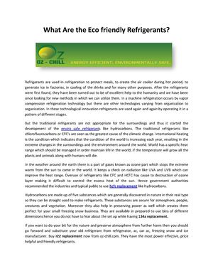 What Are the Eco friendly Refrigerants?