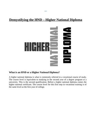 Demystifying the HND - Higher National Diploma
