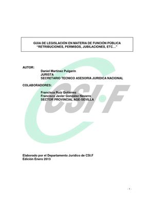 GUIA DE LEGISLACIÓN EN MATERIA DE FUNCIÓN PÚBLICA 2013