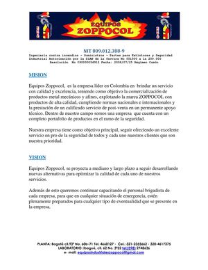 Portafolio de servicios EQUIPOS ZOPPOCOL