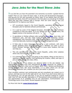 Java Jobs for the Next Steve Jobs