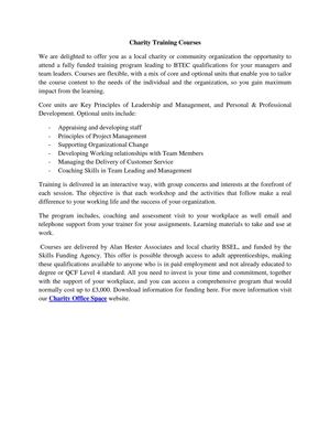 Charity Training Courses
