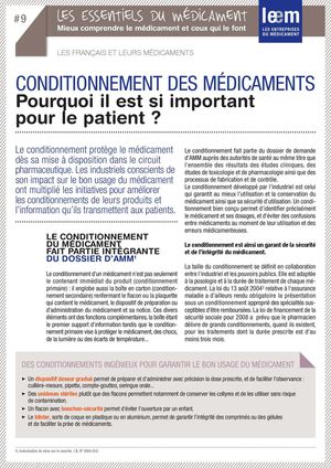 Essentiel : Conditionnement des médicaments