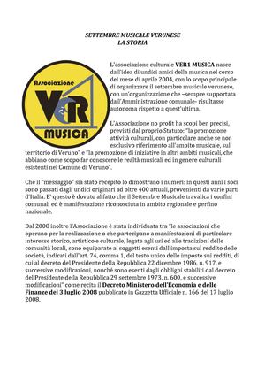 SETTEMBRE MUSICALE VERUNESE - LA STORIA E LE FOTO