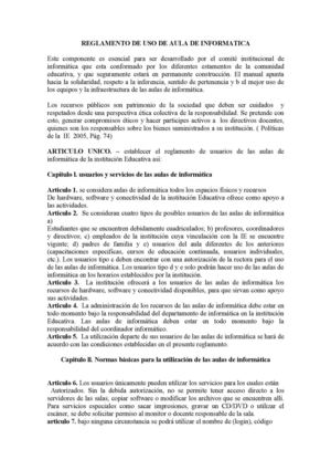 reglamento de uso de aula de informatica