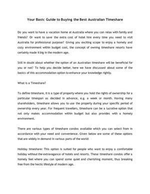 Your Basic Guide to Buying the Best Australian Timeshare