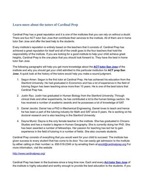 Learn more about the tutors of Cardinal Prep