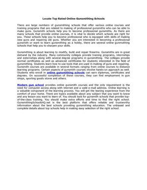 Locate Top Rated Online Gunsmithing Schools