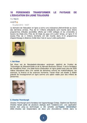  16 personnes qui vont transformer le payasage de l'éducation en ligne