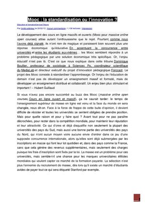 Mooc _ la standardisation ou l’innovation
