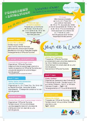Programme d’Animations Vacances d’Hiver (du 2 au 17 mars)