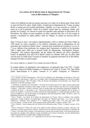 Les arbres de la Liberté dans le département de l'Yonne, par Bernard Richard