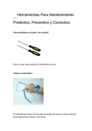Herramientas Utilizadas En Los Tipos De Mantenimiento.