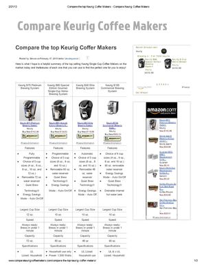Compare the top Keurig Coffer Makers from http://www.comparekeurigcoffeemakers.com