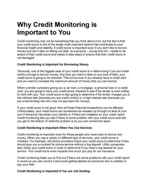 Why Credit Monitoring is Important to You
