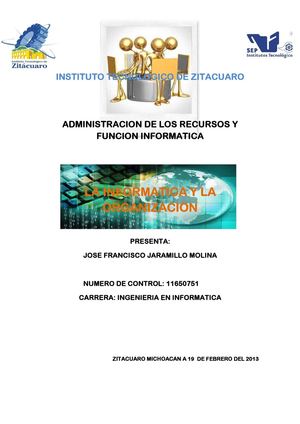 LA INFORMATICA Y LA ORGANIZACION