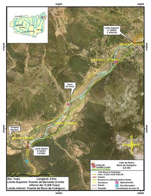Mapa de cotos de pesca de la Montaña Oriental de León