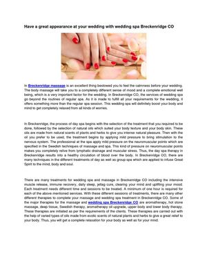 Have a great appearance at your wedding with wedding spa Breckenridge CO