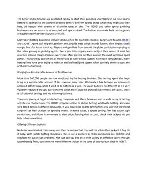 IBCBET – The Biggest Asian Sport Betting 