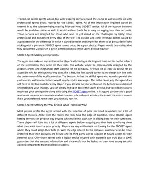 SBOBET Agent - Making an Impression