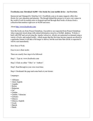Freeibooks.com: Download 44,000 + free books for your mobile device –An Overview.