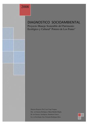  DIAGNOSTICO  SOCIOAMBIENTAL Proyecto Manejo Sostenible del Patrimonio Ecológico y Cultural" Potrero de Los Funes"