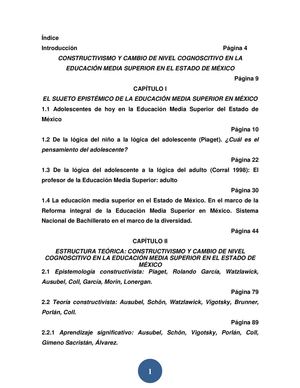 Constructivismo y cambio de nivel cognoscitivo en la educación media superior en el Estado de México