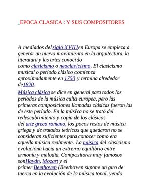 LA EPOCA CLASICA Y SUS COMPOSITORES