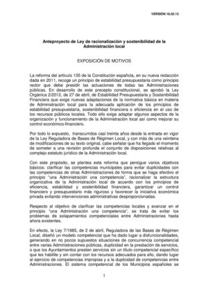 ANTEPROYECTO DE LEY DE RACIONALIZACIÓN Y SOSTENIBILIDAD DE LA ADMINISTRACIÓN LOCAL