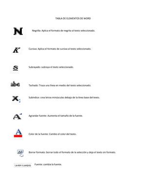 Trabajo de elementos de Word