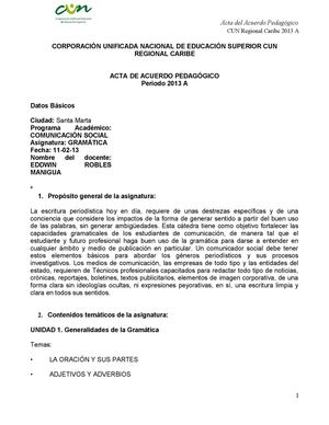 ACTA DE ACUERDO PEDAGOGICO GRAMÁTICA NOCTURNO