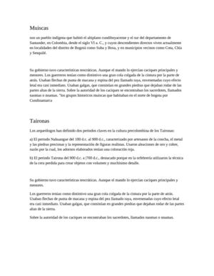 Caracterizticas de los muiscas y taironas