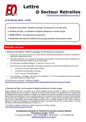 Lettre Secteur Retraites n°40