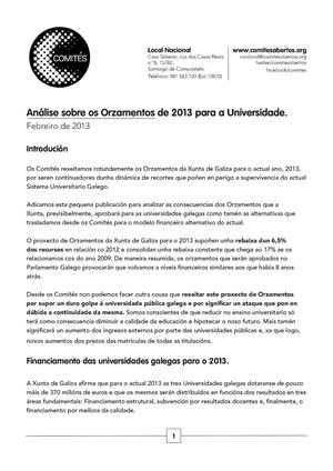 Os Orzamentos da Xunta e a Universidade