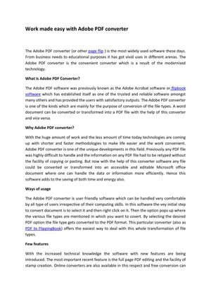 Work made easy with Adobe PDF converter