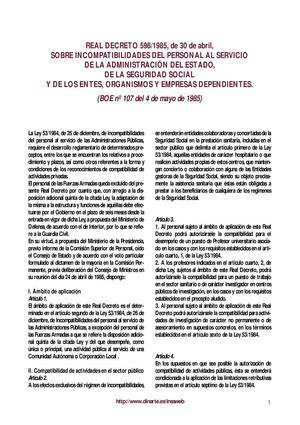 REAL DECRETO 598- 1985