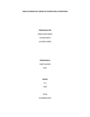 tabla de manejo del codigo de colores