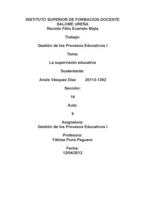 La Supervision Educativa