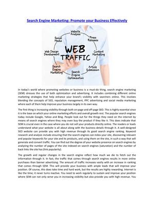 Search Engine Marketing: Promote your Business Effectively