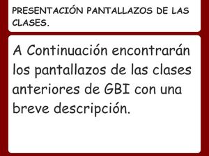 Pantallazos sobre las clases