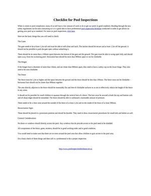 Pool Area Inspection Checklist Calaméo - Checklist for Pool Inspections