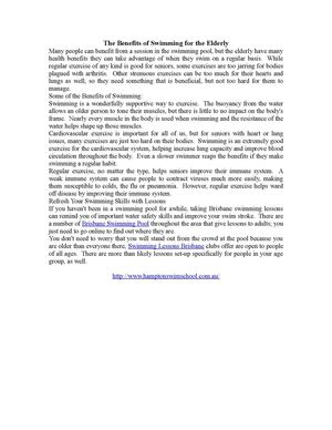 The Benefits of Swimming for the Elderly