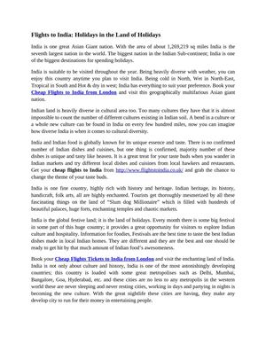 Flights to India: Holidays in the Land of Holidays