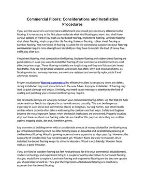 Commercial Floors: Considerations and Installation Procedures