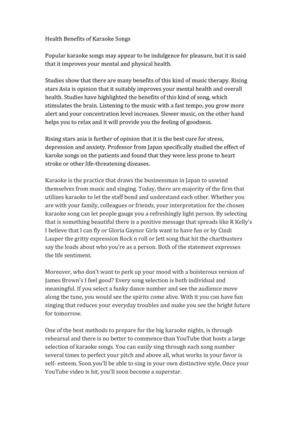 Health Benefits of Karaoke Songs