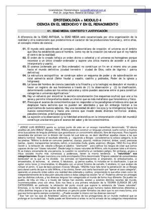046. CURSO DE EPISTEMOLOGIA. MODULO 4:  CIENCIA MEDIEVAL Y RENACIMIENTO