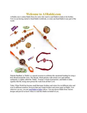 Send Rakhi to India, Rakhi Shopping Online at A1Rakhi Store 