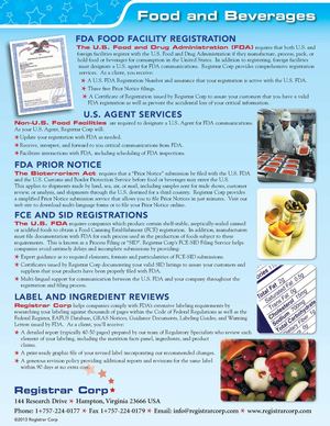 US FDA Food Facility Registration - Registrar Corp